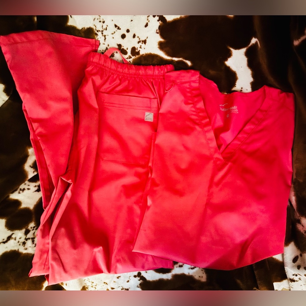 Bright Coral Medical Scrub Set - V-Neck Top & Drawstring Pants Uniform Advantage
